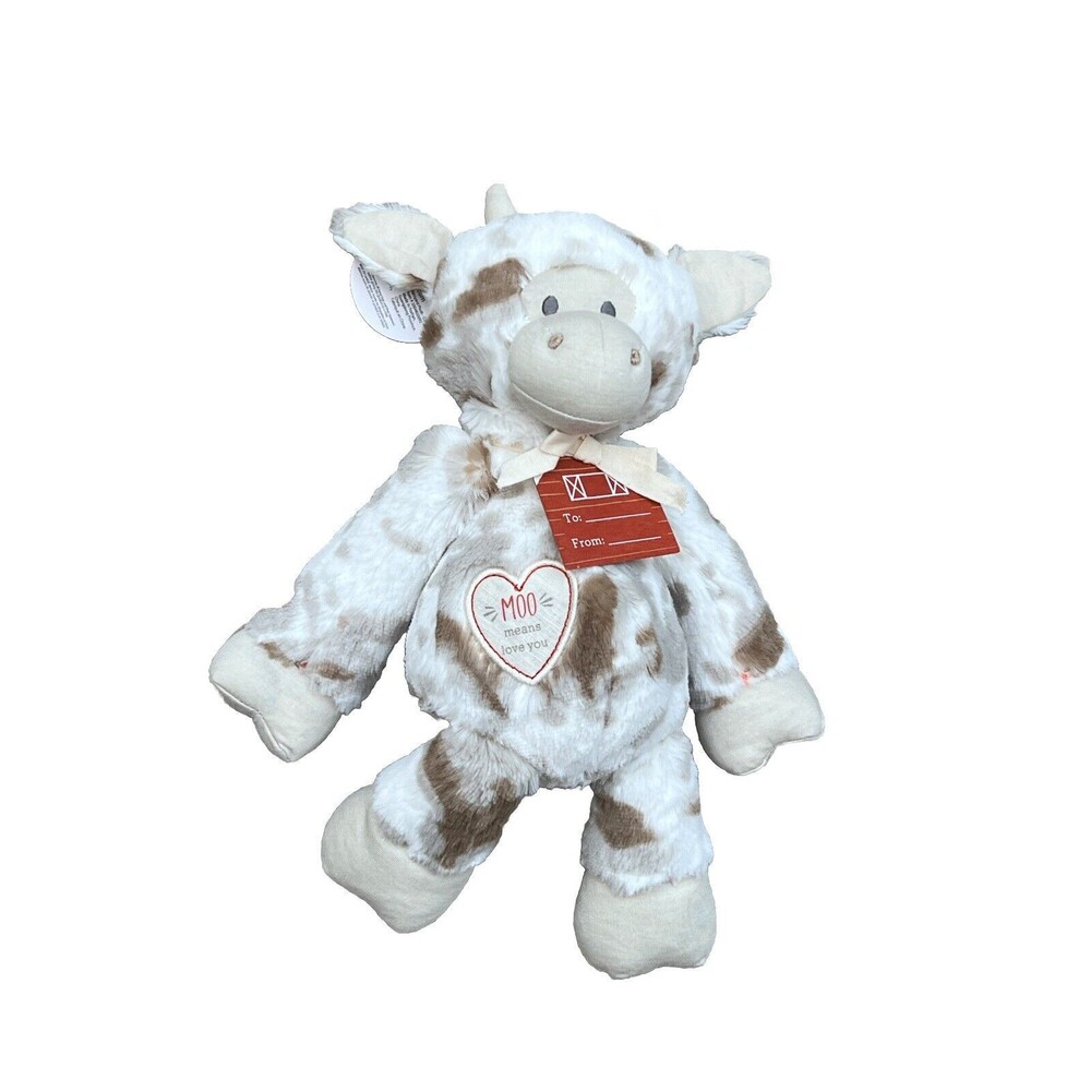 Demdaco Baby Cow “ Moo Means Love You “ Brown White Soft Plush Animal Lovey New